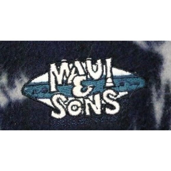 Maui & Sons Womens Navy Blue Pullover Small Fleece Tropical Print Design Long Sl - Picture 3 of 5